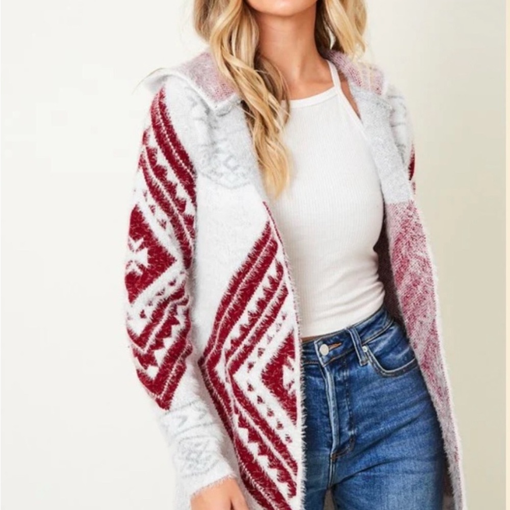 Pinklicious Cozy Red and white Women’s Sweater NWT size small
